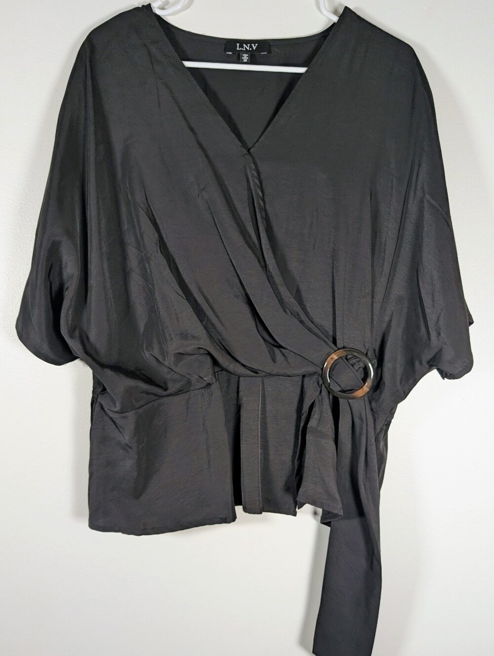 Black  Belted Women’s Top By L.N.V. 2x
